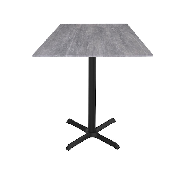 42 Tall OD211 Black Table Base w30x30 foot and 32x32 Square Greystone Top, IndoorOutdoor